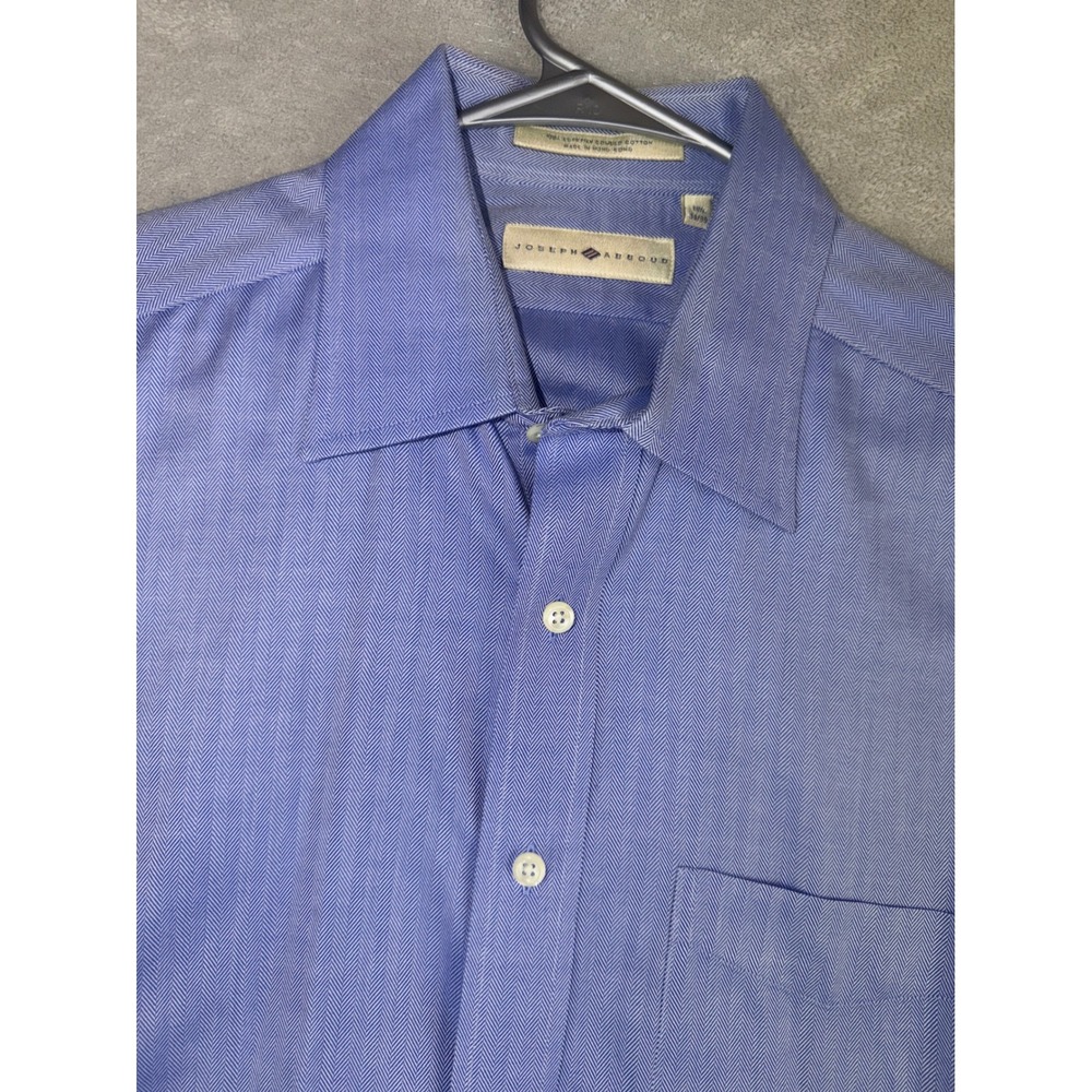 Joseph Abboud Mens 16.5X34/35 Blue Herringbone Egyptian Cotton French Cuff Shirt